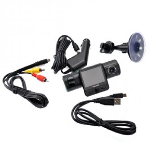 Car Camcorder Dvr With Twistable Night-vision Dual Camera Gps G-sensor